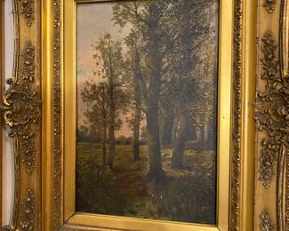 Antique Gilt Gold Frame with Original Oil Painting on Canvas