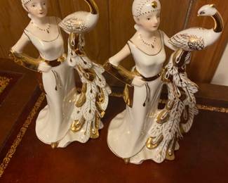 Art Deco KPM Flapper with Peacocks,