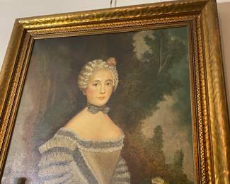 Antique Oil Painting on Canvas ( HUGE!!) Gilt Gold Frame, "FRANCESCA"