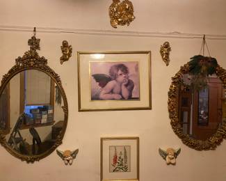 Vintage Gilt Gold Mirrors, Angels, Cupids!