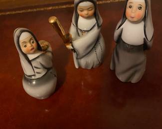 Vintage Geo Lefton 3 Nuns Playing Baseball