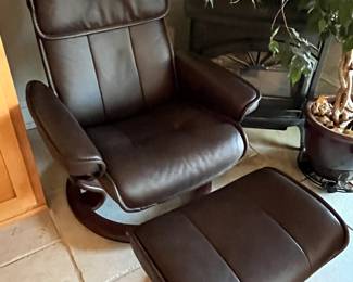 J.E. Ekornes Stressless chair and ottoman.