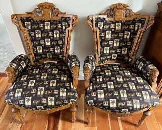Antique hand-carved armchairs.