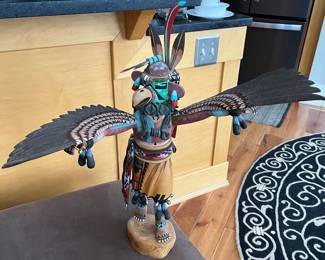 Hopi “Eagle Kachina” wood carving, also inscribed “L Nutumya Hopi”.