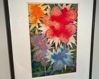 Framed pastel by artist Anne Hughes.