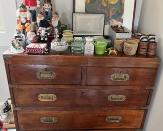 Vintage five-drawer campaign chest.