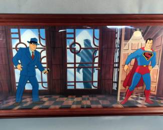 King Features Syndicate Inc. DC "Clark Kent's Secret" 1997 Hand Painted Animation Cel, Framed, Under Glass, From The Limited Edition 196/350, Includes Certificate Of Authenticity On Back Of Picture, And Appraisal From April 17, 2000, 17" x 34 1/2"