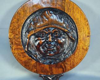 Carved Wood Chair Back With Face, 20" x 16.25"