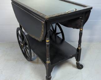 Imperial Grand Rapids Michigan Rolling Tea Cart With Drawer, Removable Tray, And Drop Leaves, 27" x 28" x 18"