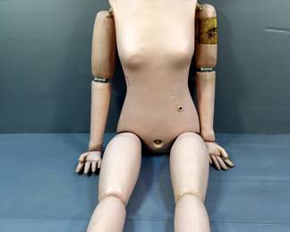 1920s M. J. Chase Hospital Training Aide Doll, Model NP, 5'6" Tall, With Hinged Limbs And Removable Legs