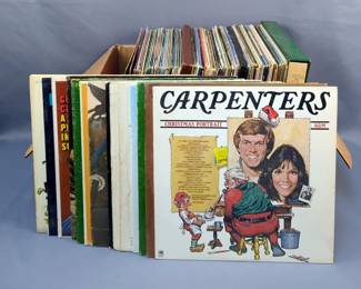 LP's Including Kenny Loggins, The Platters, John Denver, Jerry Lee Lewis, Various Christmas Albums And More, Contents Of Box