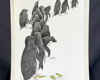 Peter Parnall "Adelie Penguins" The Greenwich Workshop Serigraph, Signed And Numbered 649/1000, 18" x 26"