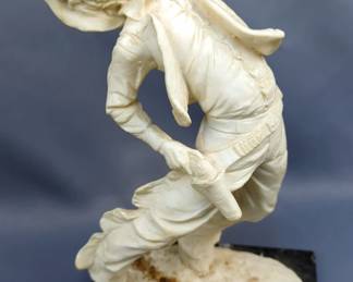 Santini Cowboy Sculpture On Marble Base 11.5" Tall