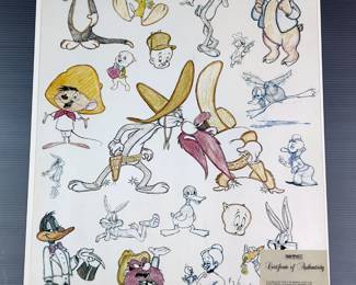 Warner Bros. Studio Looney Tunes "Bugs 'N Friends" 1997 Offset Lithograph In Color On Wove Paper, With Certificate Of Authenticity, 35.25" x 23.5"