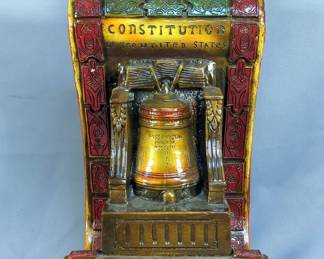 Liberty Bell Constitution Scroll Statue, With Brass Eagle Topper, 24" x 9" x 8"