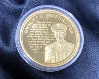 World War II Dwight D Eisenhower Tribute Coin, Believed To Be Gold Plated