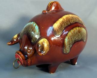 Hull Ceramic Piggy Bank, 8" Tall
