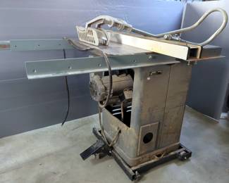 Rockwell 10" Unisaw Model 3-4-466, On Rolling Tool Cart, With Delta Saw Fence System And More, 38" x 22" x 40"