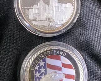 Remember Sept. 11th 2001 And United We Stand Commemorative Coins, Qty 2