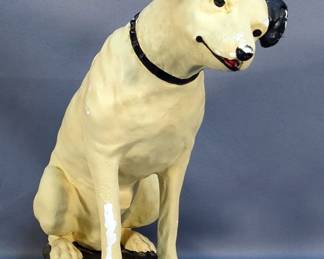 Vintage RCA Plaster Nipper Dog, 14.5" Tall