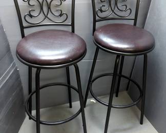 Padded Seat, Metal Back Barstools, Qty 2, Seat Height 30"