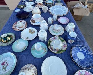 lots of vintage tea cups, saucers, and misc. collectible plates.