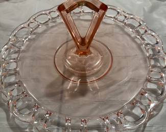 Lace Edge Old Colony Pink Depression Glass Sandwich Platter Plate