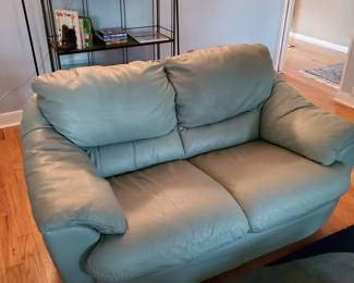 Sage leather loveseat and sofa $500