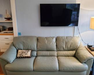 Sage leather sofa and loveseat $500