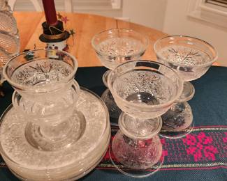 Sandwich glass sherbet w/liners