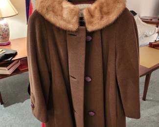 Vintage Chocolate coat W/fur collar