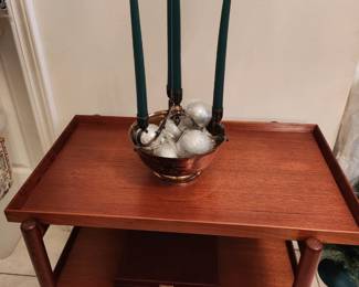 MCM Teak Tea table converters into a buffet table