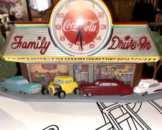 VTG Plastic Coca-Cola Family Drive In Diner Wall Clock Burwood Cars Products