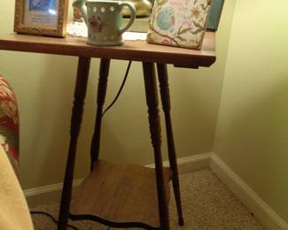 Vintage Square Wooden Accent Table with Turned Legs