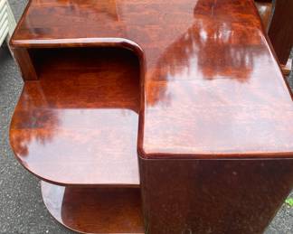 ART DECO / MID CENTURY MAHOGANY WOOD CORNER TABLE