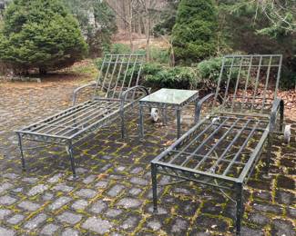 CAST IRON ALUMINUM OUTDOOR CHAISE LOUNGES