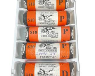 TN39 Five 1998 $10 Rolls Of BU Mint Issued State Quarters 1