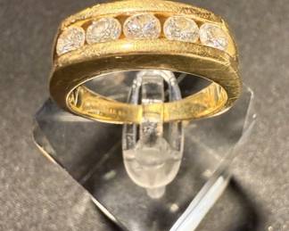 TN57 NAGL Certified Mens 14k Yellow Gold Diamond Ring, 1.0CTW Size 8.25 See certificate for additional information