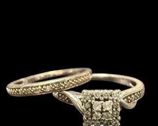 TN60 NAGL Certified 10k White Gold Diamond Wedding Set, .24CTW Size 6.5 See certificate for additional information