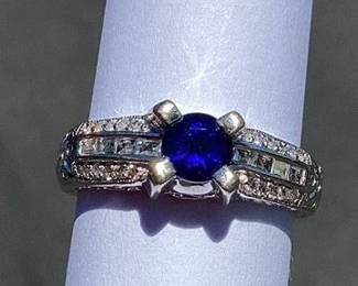 KIHE222 Stunning Natural Blue Sapphire Diamond Ring Purchased from reputable Alana, Antique & Estate Jewelry in 2013, per original receipt.