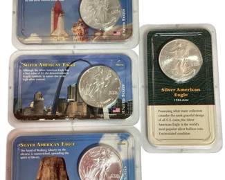TN44 Four Silver Eagles 1997, 1988, 1998, 1986