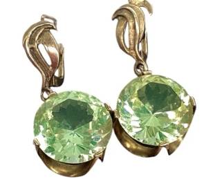 KIHE221 Stamped 14k Uranium Glass Earring Very unique, we've never auctioned uranium glass earrings. Large round cut centers. Very bright under ultra violet light.