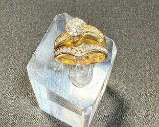 TN51 NAGL Certified Womens 14k, Round Brilliant Cut, 1.31CTW, Wedding Set Size 4.5 See certificate for additional information