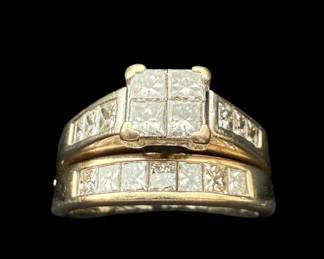 TN52 NAGL Certified Womens 14k White Gold, Princess Cut, 1.39 CTW Wedding Set Size 8.25 See certificate for additional in formation