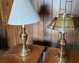 Pair of brass style lamps, good quality