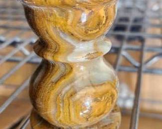 Small stone candle holder and round base