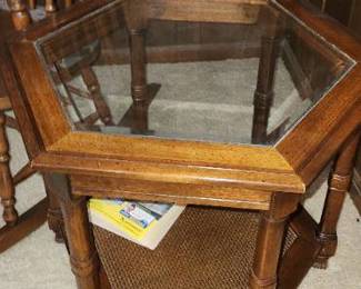 Glass top Hexigon table