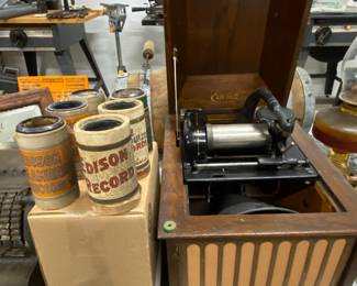 Edison Amberola wind up cylinder phonograph patented 3/11/1913.  We have 6 Edison cylinders