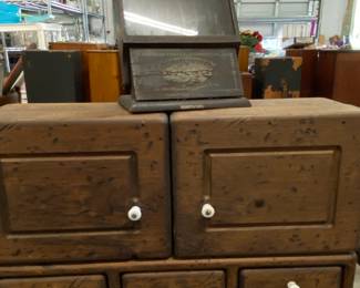 The bottom is a small cabinet, the top is a display cabinet for Boyo brand Crochet hooks last patent 1/14/1919