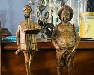 Vintage OURO ARTESANIA Don Quixote & Sancho Panza Don Quixote Story Hand-Carved Wood Figures 